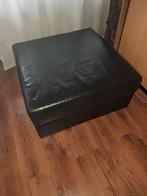 Zwarte runderleren hocker - gratis af te halen, Gebruikt, Vierkant, Leer, 75 tot 100 cm