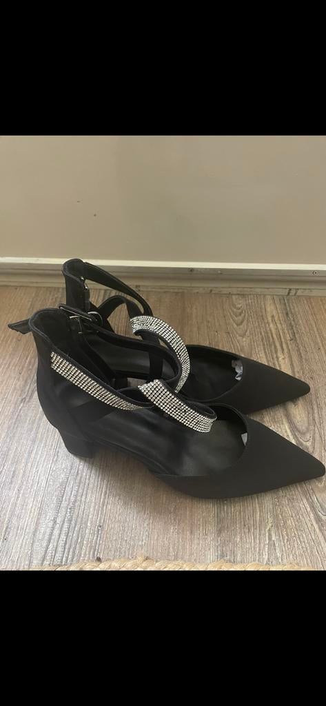 Zwarte Hakken met Strass Bandjes, Ophalen, Pumps, Zwart, Nieuw