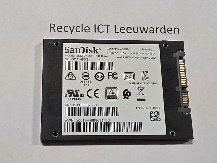 Sandisk 480gb laptop ssd hdd hardeschijf, Computers en Software, Harde schijven, Gebruikt, Laptop, Intern, SSD, SATA, Ophalen of Verzenden