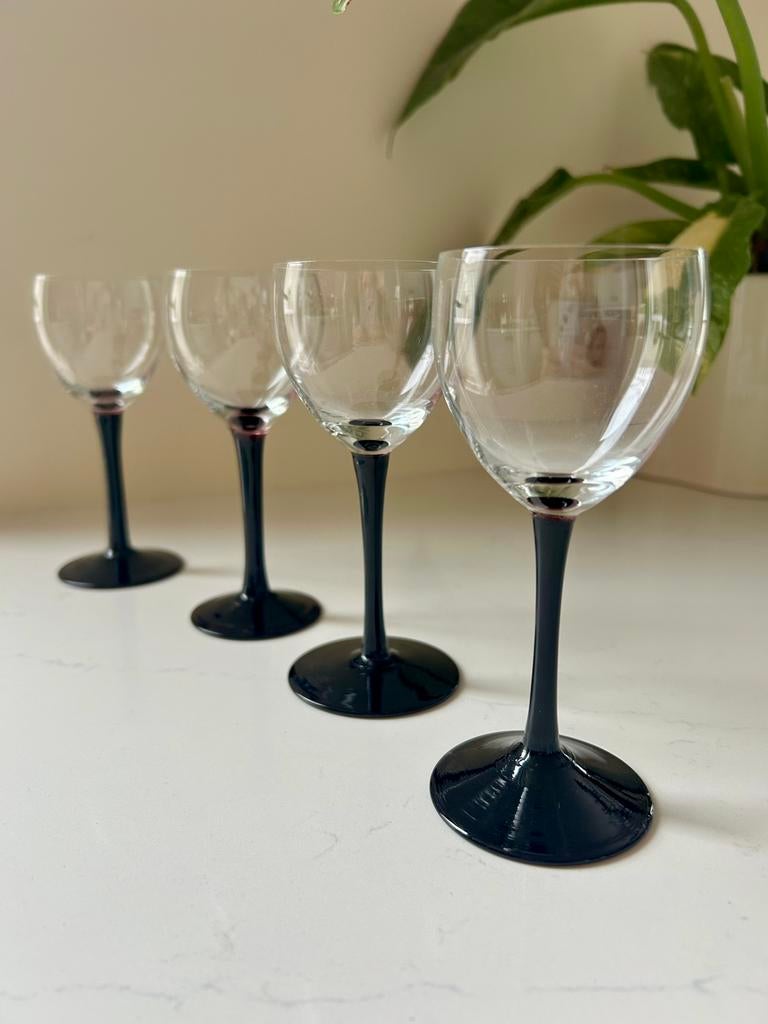 4 antieke wijnglazen Kristalunie Maastricht W.J. Rozendaal., Ophalen of Verzenden, Zo goed als nieuw, Overige typen