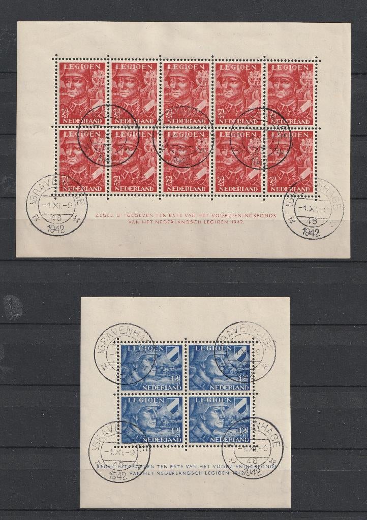 V402/V403 1942 Blokken met FDC stempel, Ophalen of Verzenden, T/m 1940, Gestempeld