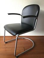 Gispen stoelen 413, Ophalen, Zwart, Leer, Zo goed als nieuw