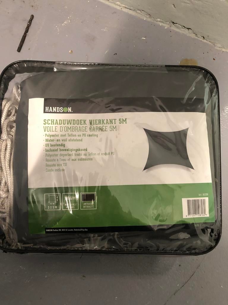 Schaduwdoek met ophangsysteem 5m, Ophalen, Zo goed als nieuw