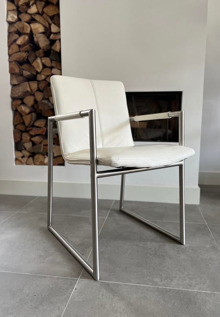 4/6 wit leder Henders & Hazel “the Frame” design stoelen, Huis en Inrichting, Stoelen, Ophalen, Wit, Niet opgegeven, Zo goed als nieuw