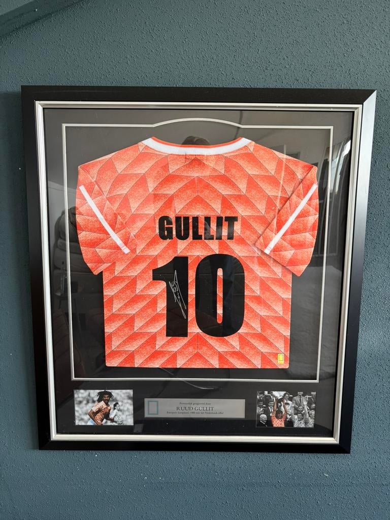 Ruud Gullit gesigneerd Nederland EK'88 shirt - ingelijst, Ophalen, Zo goed als nieuw, Overige binnenlandse clubs, Shirt