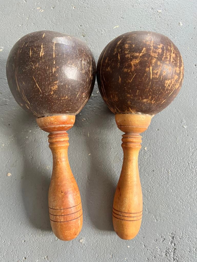 paar vintage sambaballen maracas latin percussie slagwerk, Muziek en Instrumenten, Ophalen of Verzenden, Zo goed als nieuw, Trommel
