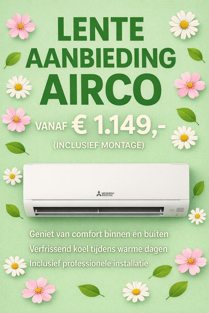 Airco inclusief montage, Witgoed en Apparatuur, Airco's, Ophalen, Nieuw, 3 snelheden of meer, 100 m³ of groter