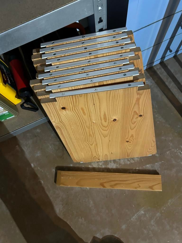 Lundia boekenplankjes, schuin, 9 stuks, Huis en Inrichting, Kasten | Boekenkasten, Ophalen, Met plank(en), Minder dan 50 cm, Gebruikt