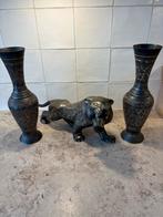 Tijgerbeeld met 2 bijpassende vazen - Oosters decor, Ophalen of Verzenden