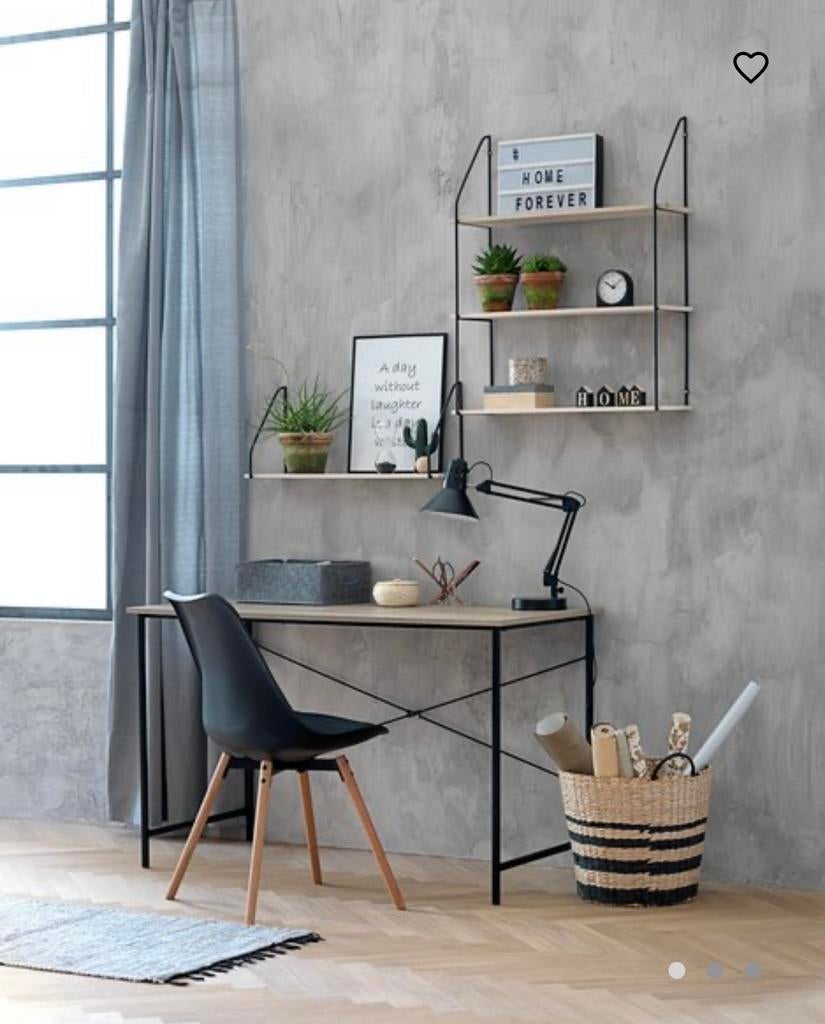 Bureau VANDBORG 60x120 licht eiken kleur/zwart, Ophalen, Spaanplaat of MDF, Zo goed als nieuw, Jysk