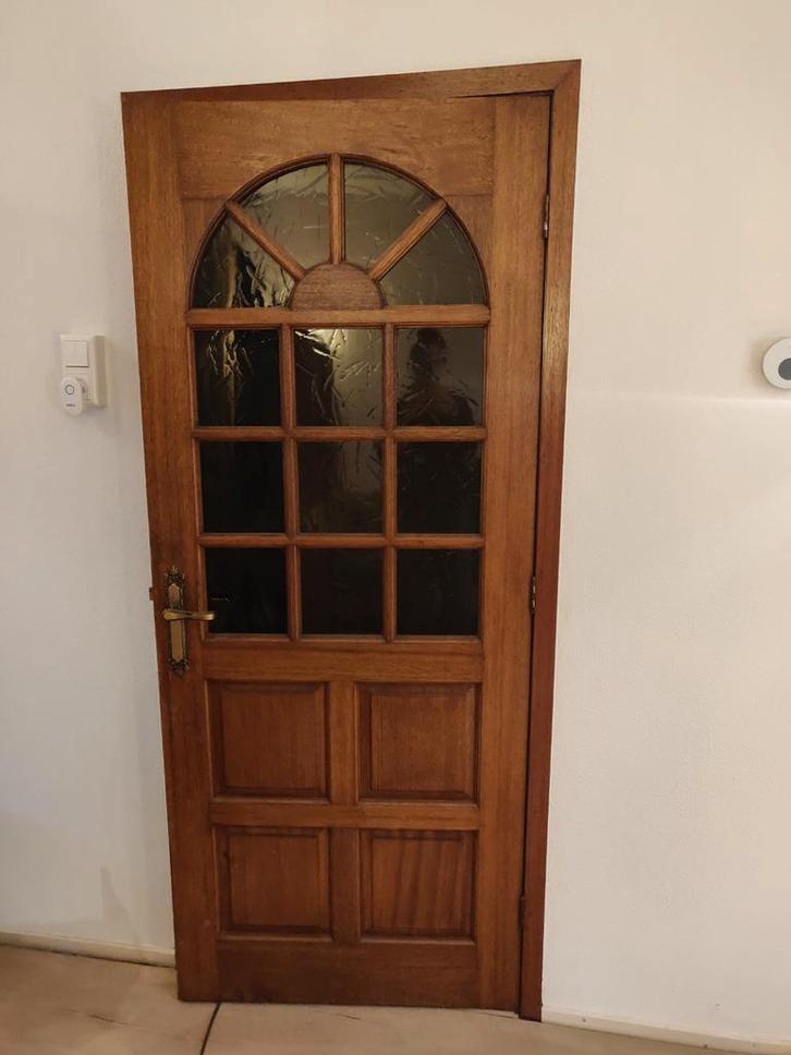 Binnendeur 83 x 201,5 cm vermoedelijk massief hout, Doe-het-zelf en Verbouw, Deuren en Horren, Gebruikt, Binnendeur, 200 tot 215 cm