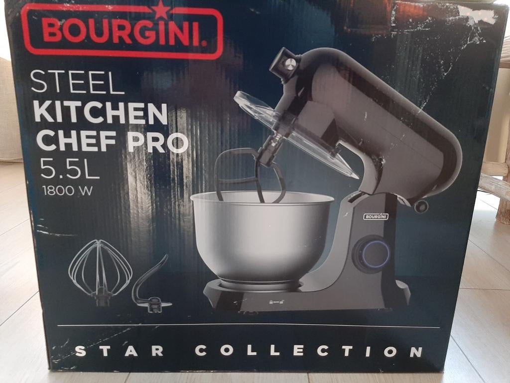 Bourgini Steel Kitchen Chef Pro 5.5L, 4 liter of meer, Ophalen of Verzenden, Nieuw, 3 snelheden of meer