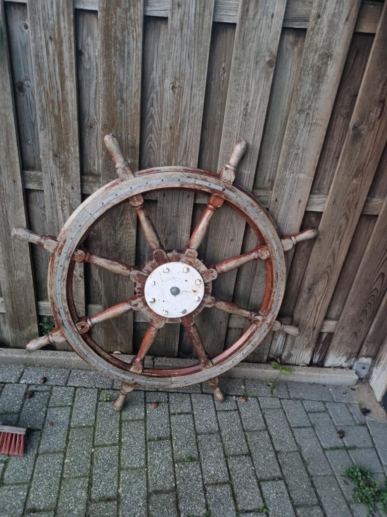 Decoratief scheepsroer - Houten stuurwiel, Ophalen of Verzenden