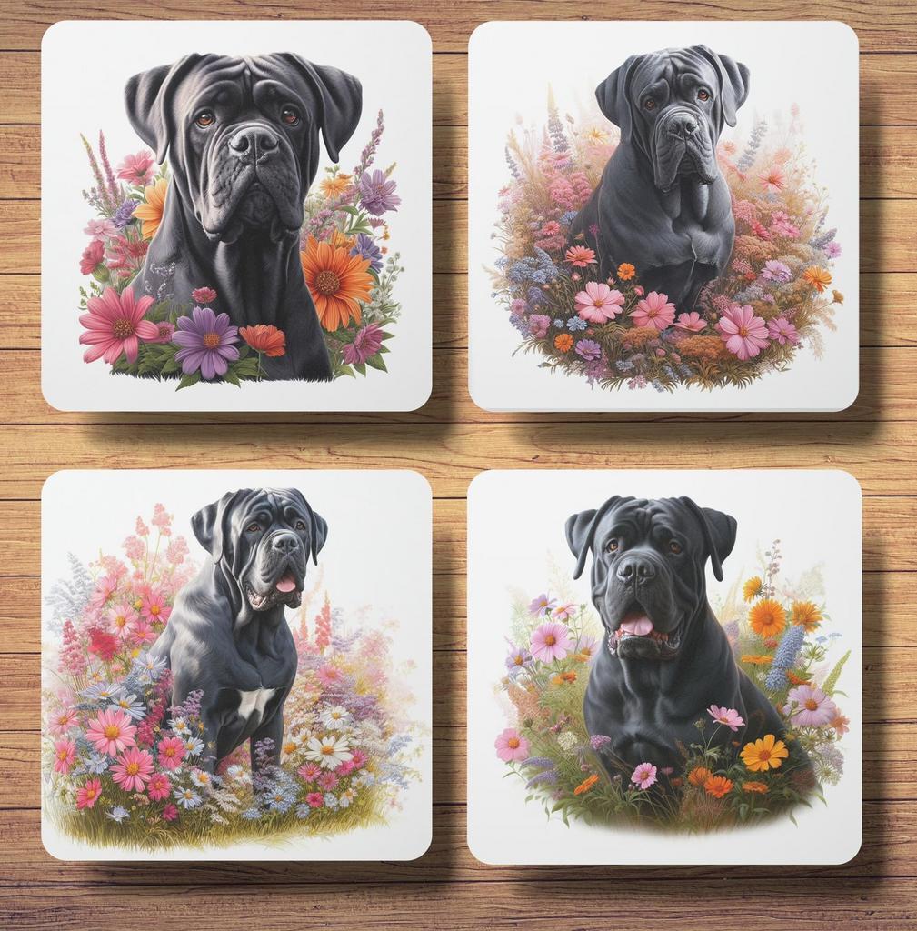 Cane Corso Lente onderzetters met houder, Ophalen of Verzenden, Nieuw, Glas of Kopje