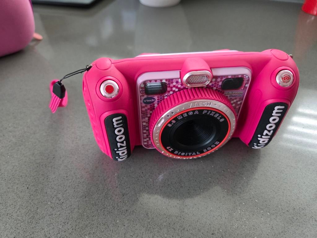 Vtech KidiZoom Duo DX - Roze kindercamera met draagtas, Audio, Tv en Foto, Fotocamera's Digitaal, Gebruikt, Ophalen of Verzenden