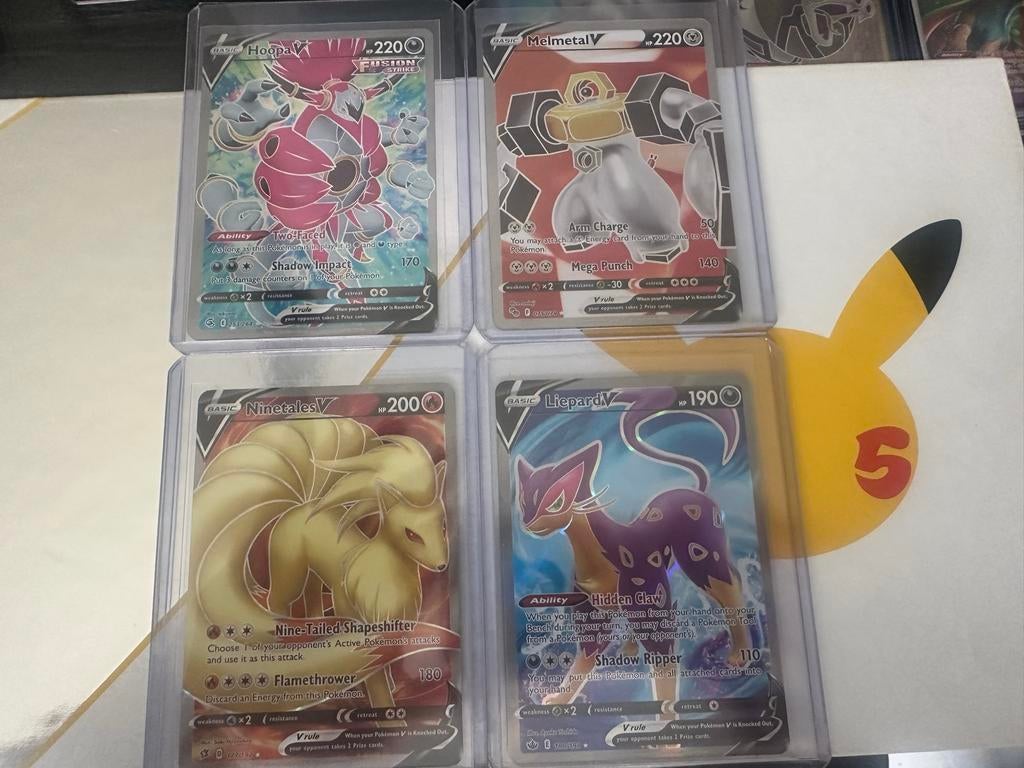 Pokémon V kaarten: Hoopa, Melmetal, Ninetales, Liepard, Ophalen of Verzenden, Nieuw, Meerdere kaarten, Foil