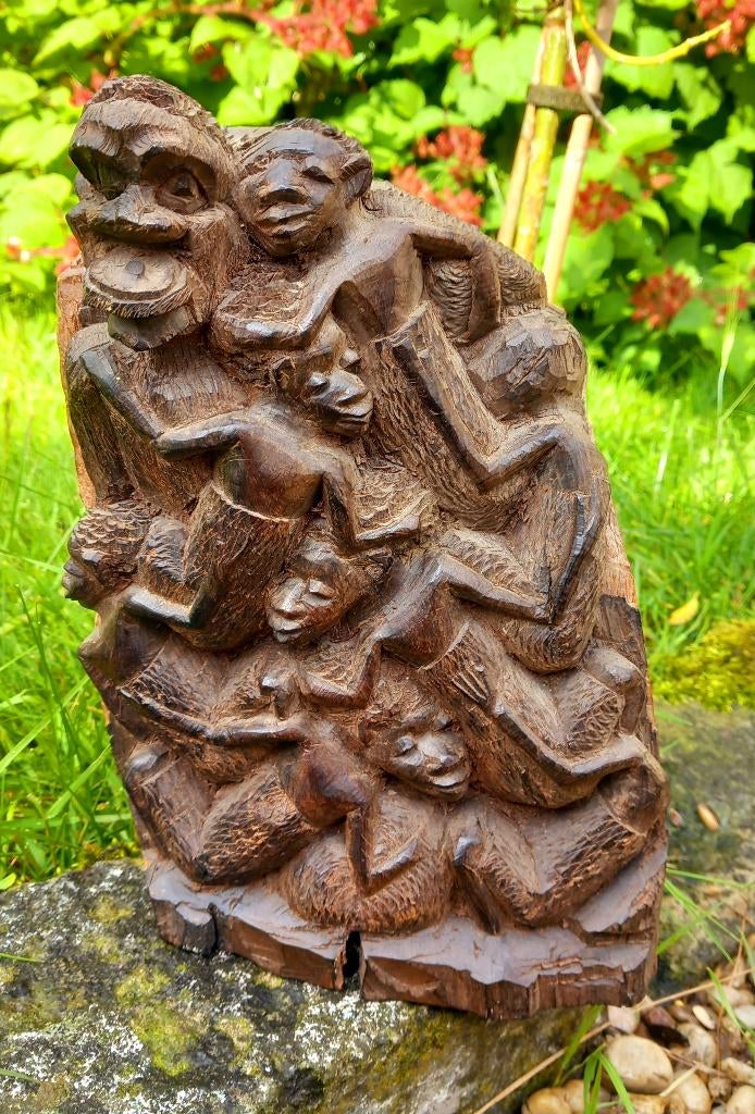 Afrikaans beeld van een Makonde levensboom, Ophalen of Verzenden, Hout, Houtsnijwerk