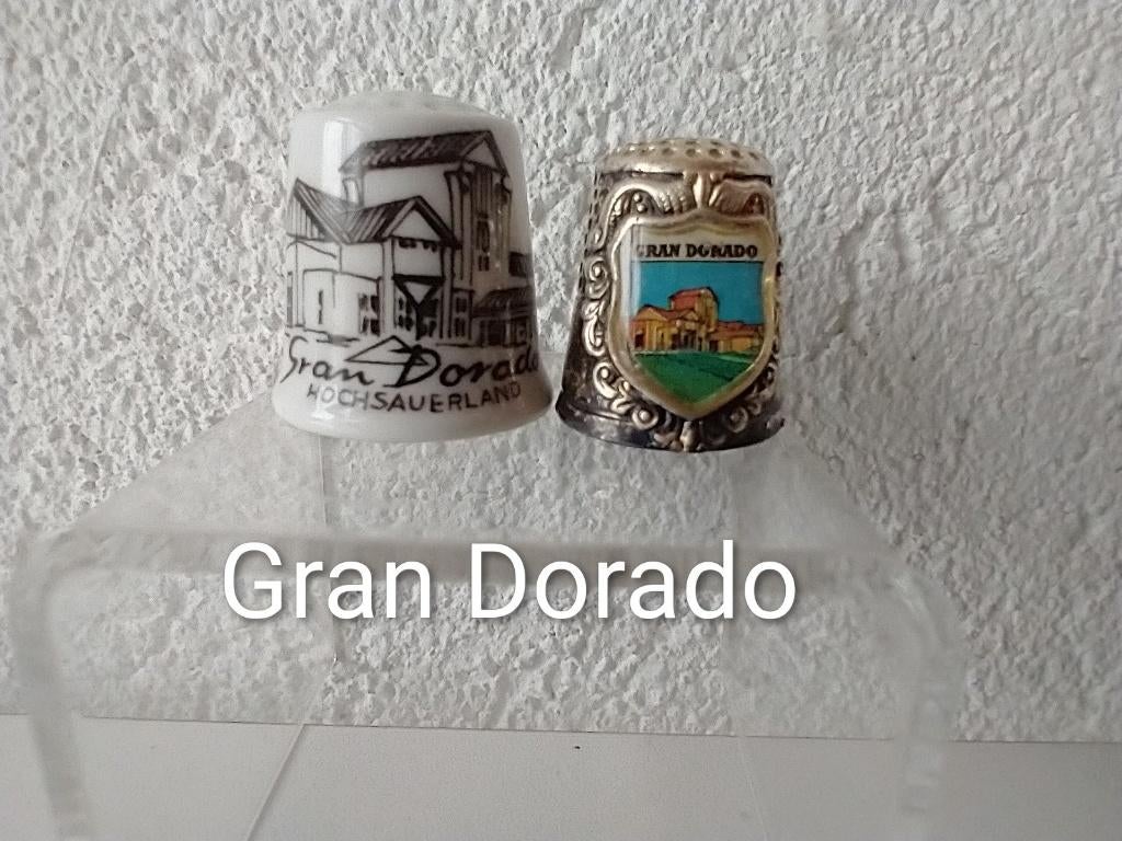 Gran Dorado unieke vingerhoedjes porselein en metaal, Ophalen of Verzenden, Zo goed als nieuw, Overige materialen