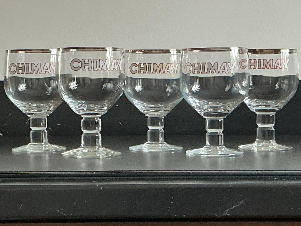 5 Chimay Trappisten Bierglazen, Ophalen of Verzenden, Zo goed als nieuw, Glas of Glazen, Overige merken