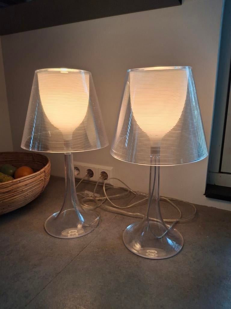 FLOS Miss K Philippe Starck Stijl Plexiglas Tafellampen, Kunststof, Gebruikt, Design, Modern, Philippe Starck, Ophalen of Verzenden