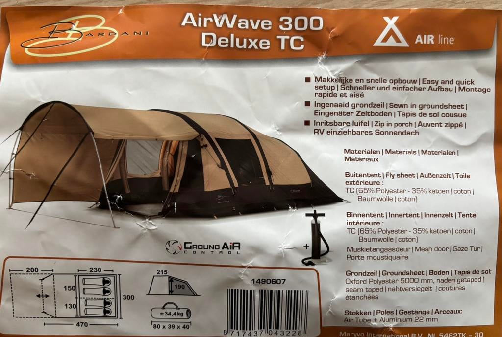 Prachtige Opblaasbare Bardani AirWave 300 DeLuxe TC., Ophalen, Zo goed als nieuw, Tot en met 4