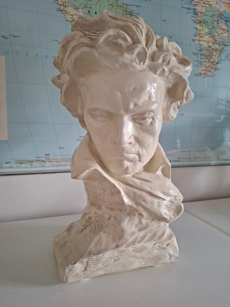 Massief borstbeeld Beethoven 40cm, Antiek en Kunst, Kunst | Beelden en Houtsnijwerken, Overige onderwerpen, Minder dan 20 cm, Geglazuurd