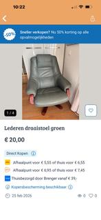 Leren draai  fauteuil gratis ophalen, Gebruikt, Ophalen of Verzenden, 50 tot 75 cm, Leer