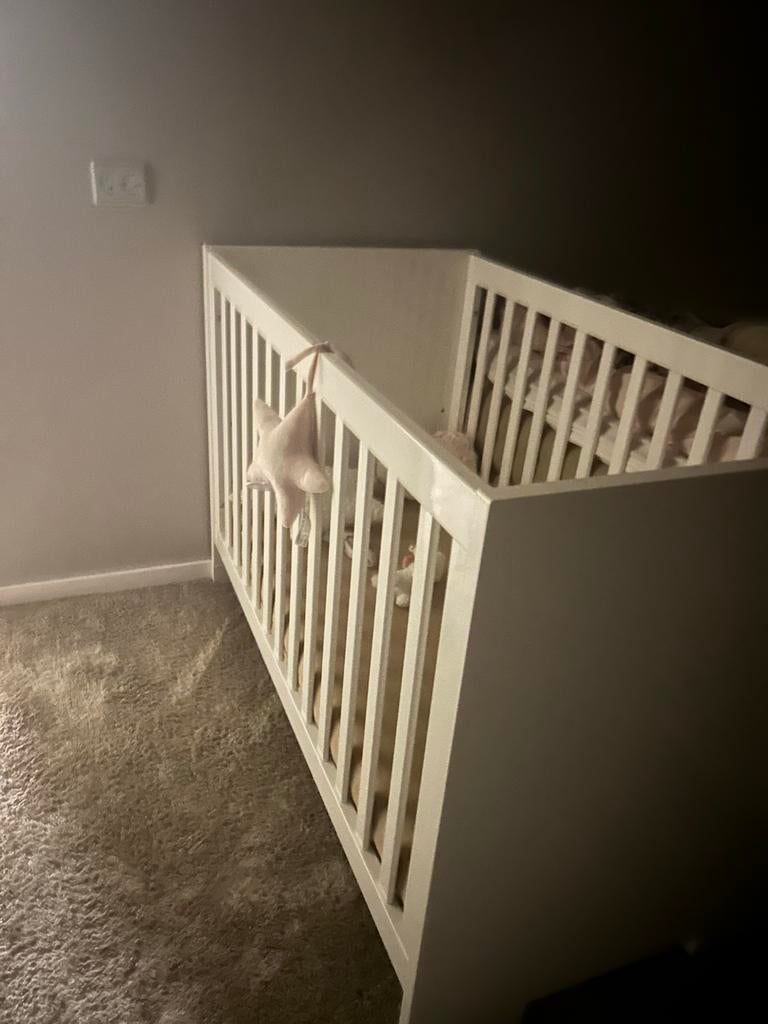 Baby ledikant hoogglans wit, Ophalen of Verzenden, Nieuw, Ledikant