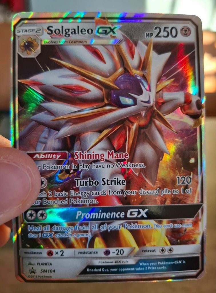Solgaleo SM104 GX Promo, Ophalen of Verzenden, Zo goed als nieuw, Losse kaart, Foil