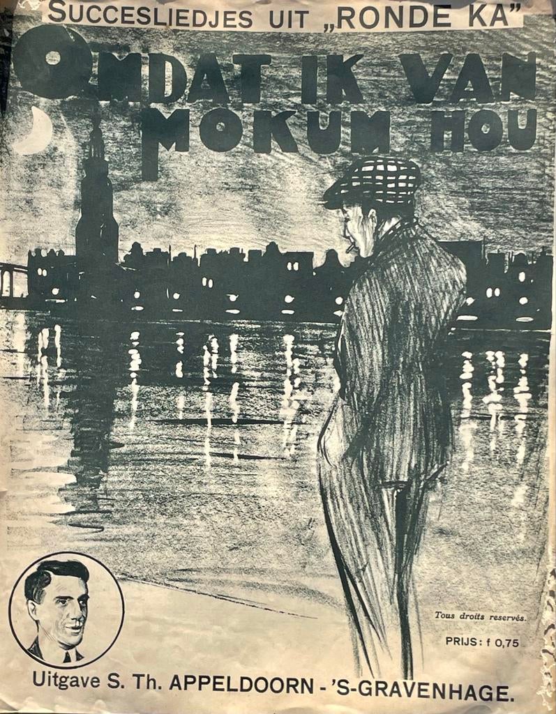 Vintage Bladmuziek: Omdat ik van Mokum hou Willy Derby (NL), Gebruikt, Zang, Ophalen of Verzenden, Artiest of Componist