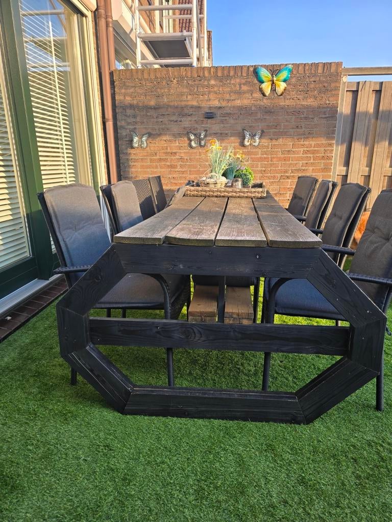 Zware hardhouten picknicktafel 80x250cm ZONDER STOELEN!, Tuin en Terras, Ophalen