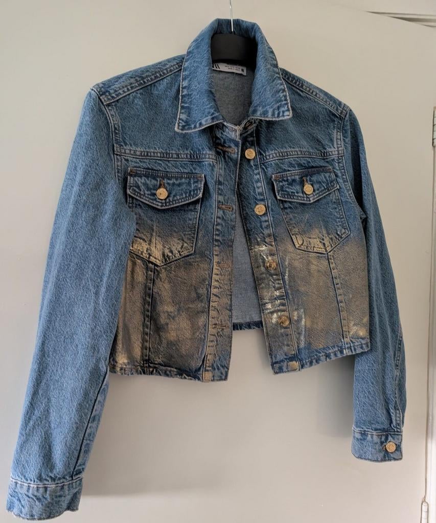 Zara kort spijkerjasje dames maat S met gouden details, Blauw, Zara, Nieuw, Ophalen of Verzenden