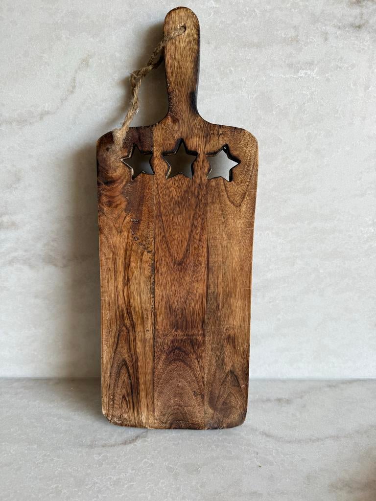 Houten serveerplank met sterren - Zo goed als nieuw, Huis en Inrichting, Keuken | Keukenbenodigdheden, Hout, Snij-/serveerplank