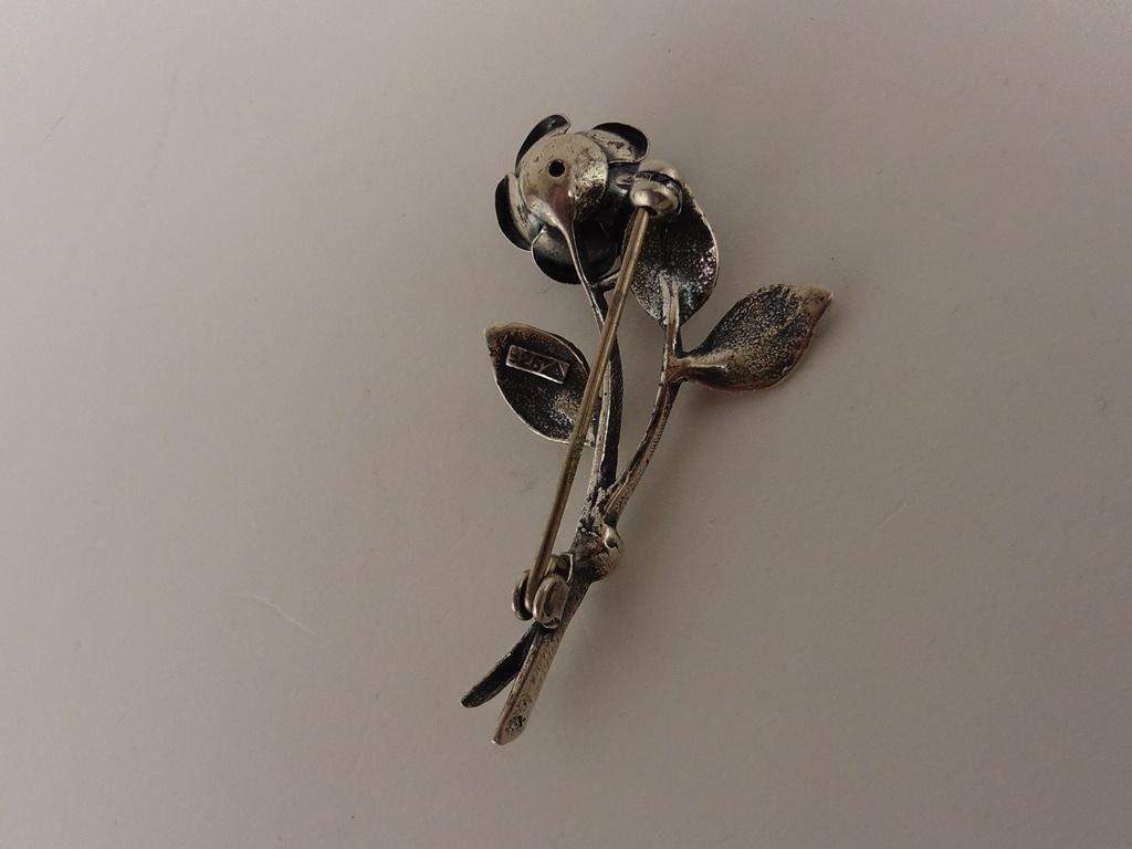 Zilveren Teka broche roosje                              Z79, 4 tot 7 cm, Gebruikt, ., Ophalen of Verzenden