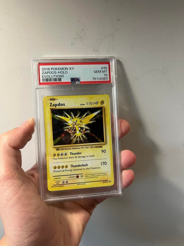 Zapdos Holo PSA 10 GEM MT 2016 Pokemon XY Evolutions, Ophalen of Verzenden, Nieuw, Losse kaart