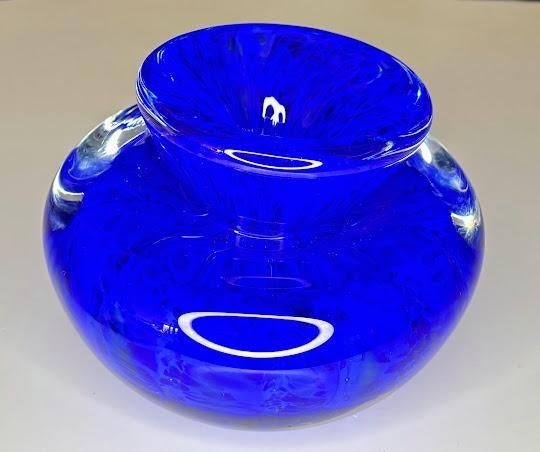 Glaskunst  C. Schellen kobaltblauwe vaas 2000 Leerdam, Ophalen