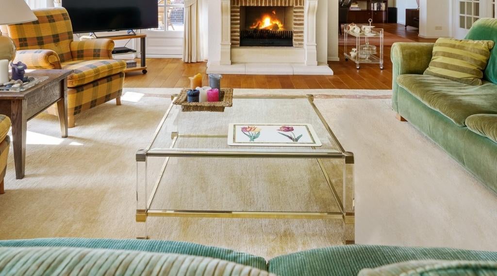 GRATIS Beige 500x440 cm handgeweven wollen tapijt vloerkleed, Huis en Inrichting, Stoffering | Tapijten en Kleden, Ophalen, Gebruikt