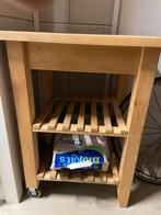 Roltafel berken 58x50 cm - Massief hout, Ophalen, Gebruikt, Overige houtsoorten, 50 tot 100 cm