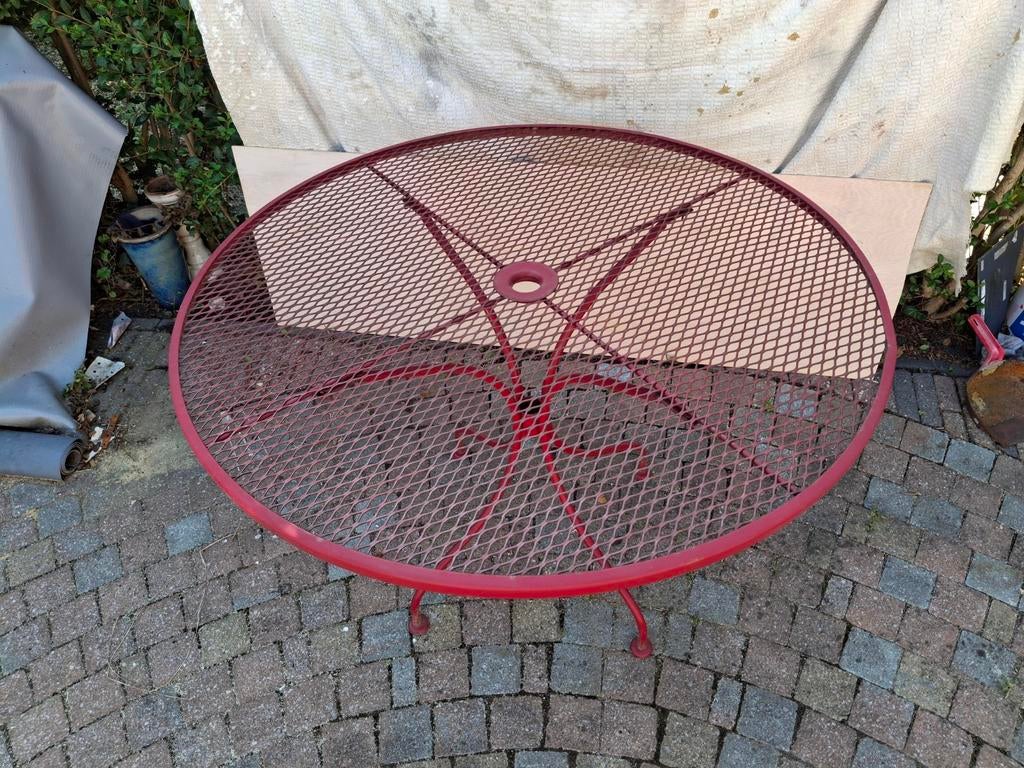Frans brocante ijzeren tuinset, Ophalen, Gebruikt, Overige materialen, 4 zitplaatsen
