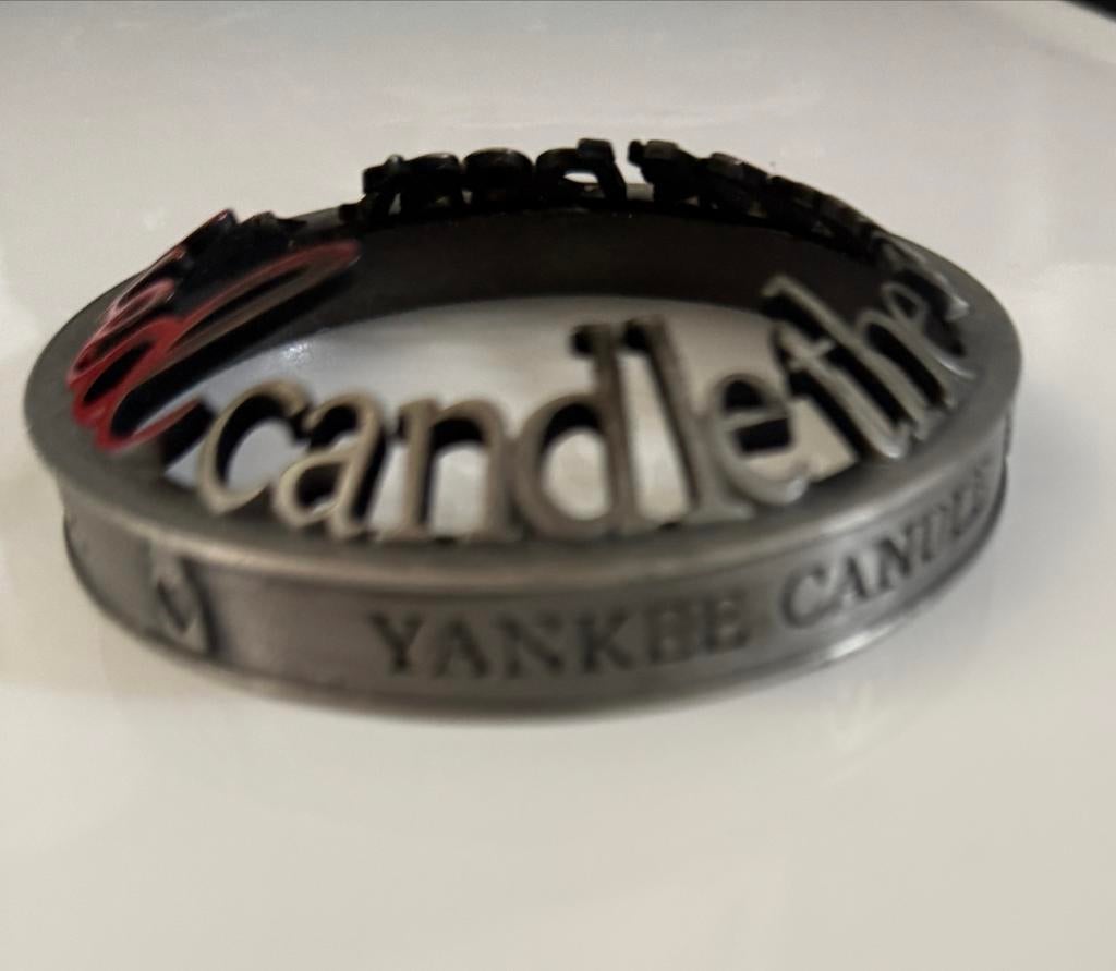 Yankee Candle ring - "Loved candle the most", Gebruikt, Ophalen of Verzenden, Metaal, Grijs