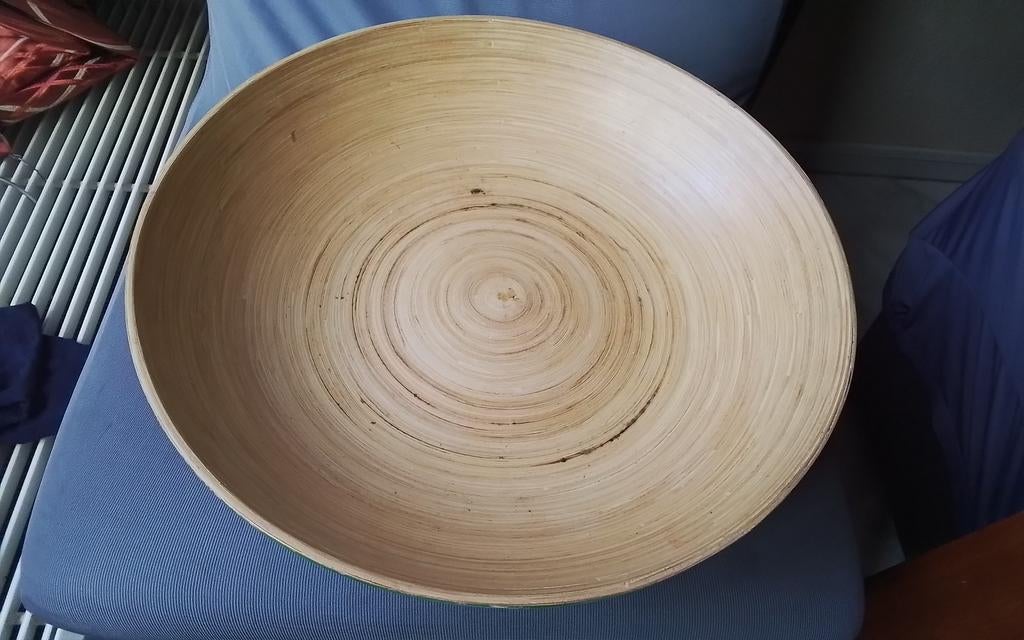 Bamboe  schaal, Ophalen of Verzenden, Zo goed als nieuw, Rond, Hout