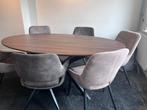 Moderne eettafel met 6 stoelen, Ophalen, Gebruikt, 100 tot 150 cm, Vijf personen of meer