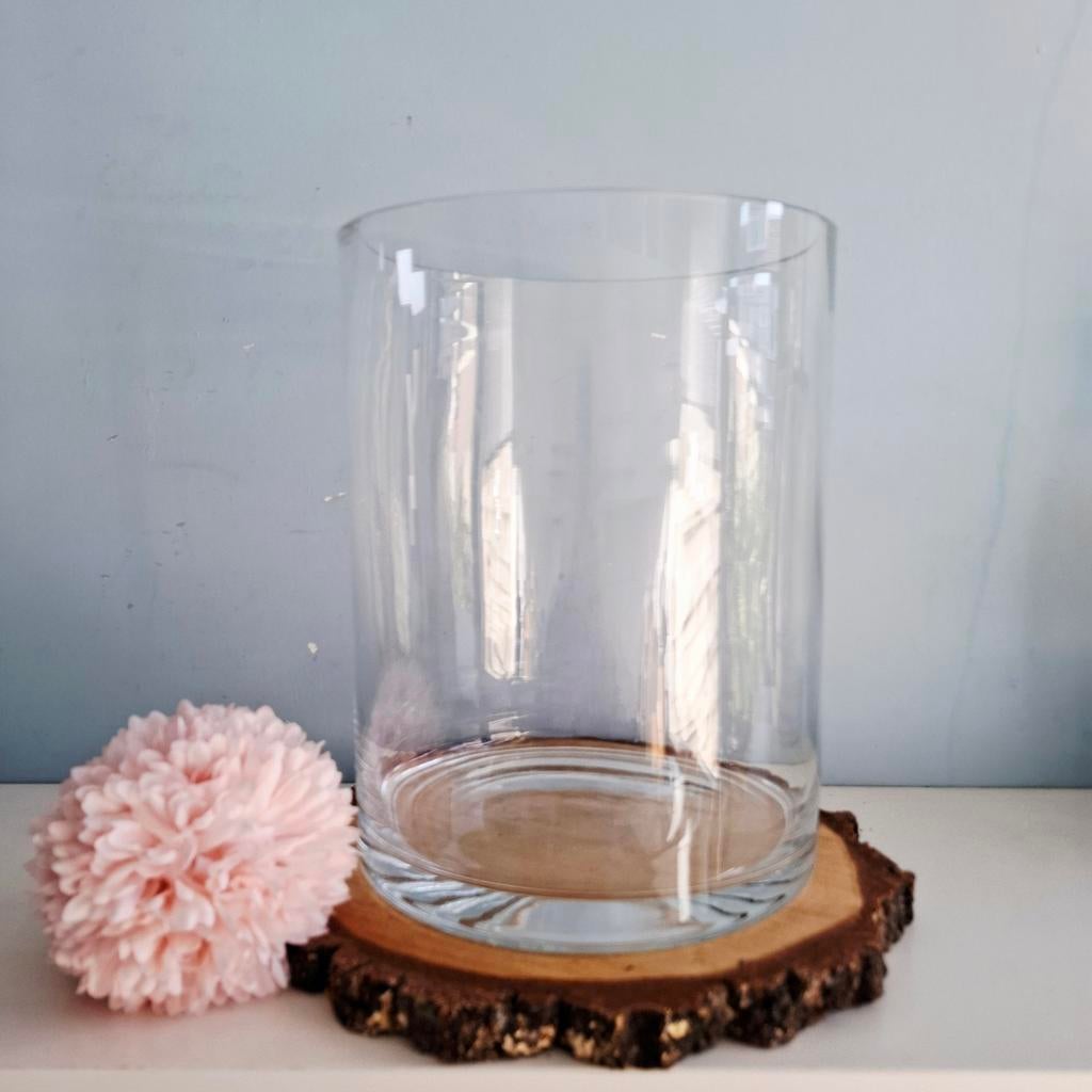 Grote glazen cilinder vaas / pot, Huis en Inrichting, Woonaccessoires | Vazen, Ophalen, Gebruikt, Glas, Minder dan 50 cm