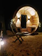 Lig Sauna | barrel sauna | 6 pers | Trekkershut |Ø2,16x2,80m, Ophalen, Zo goed als nieuw, Fins of Traditioneel, Complete sauna