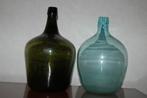 2 GROTE GROENE FLESSEN antiek, Ophalen of Verzenden