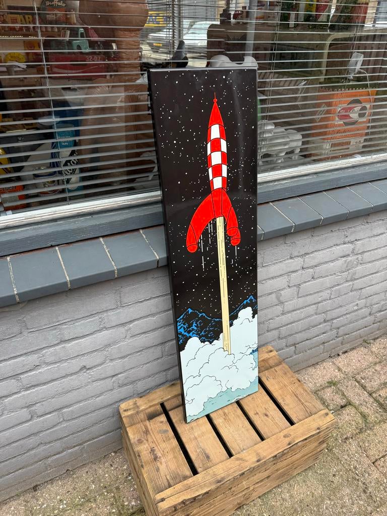 Vintage Raket Plaat - Kuifje Stijl Wanddecoratie, Ophalen