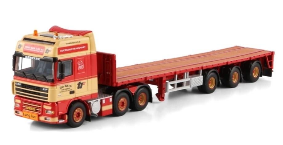 WSI DAF XF 95 SUPER SPACE CAB + VLAKKE TRAILER - TORBEN RAFN