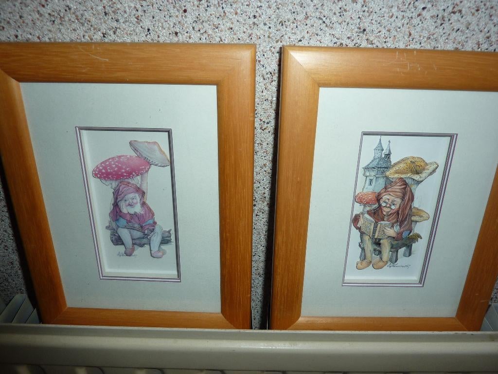 prachtige 3D schilderijtjes kabouters en poesie mauw, Huis en Inrichting, Woonaccessoires | Schilderijen, Tekeningen en Foto's