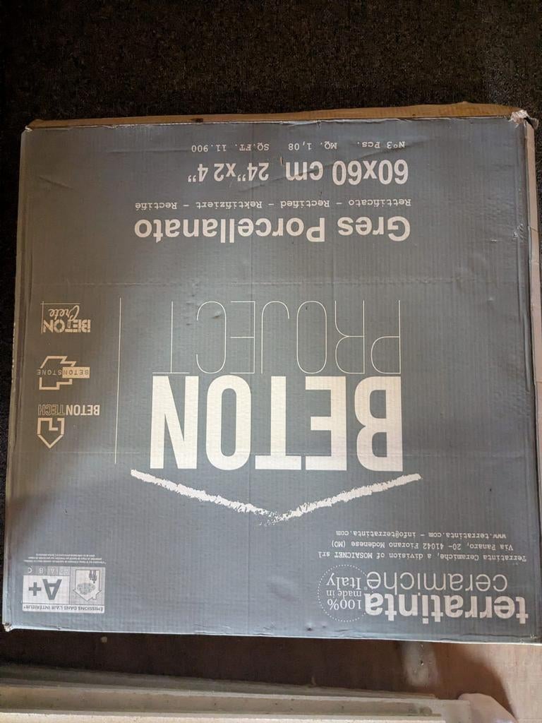3 pakken Terratinta Ceramicha Betontech Fog tegels 60x60cm, Doe-het-zelf en Verbouw, 60 cm of meer, 40 tot 60 cm, Keramiek, Nieuw