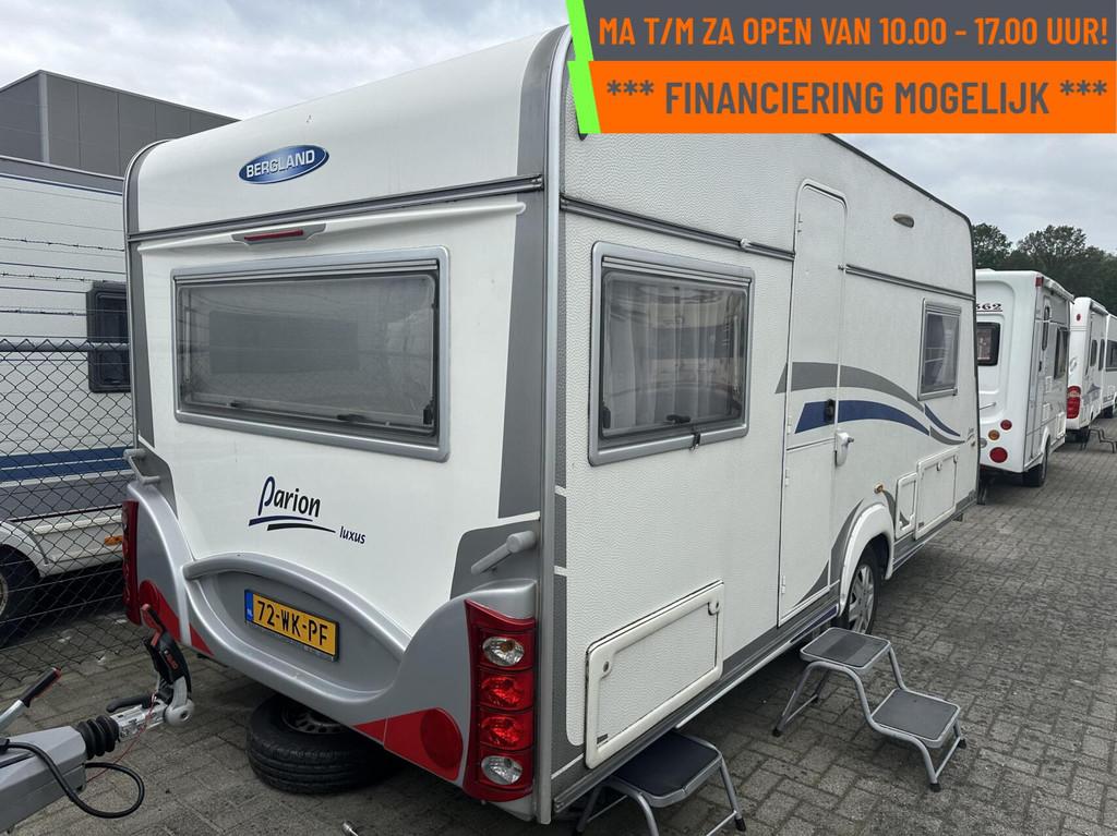 BERGLAND PARION LUXUS 450 ENKELE BEDDEN + MOVER + VOORTENT, Caravans en Kamperen, Overige merken, Bedrijf, 6 tot 7 meter, Tot en met 4